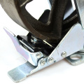 8 inch heavy duty flat plate iron casters with brake